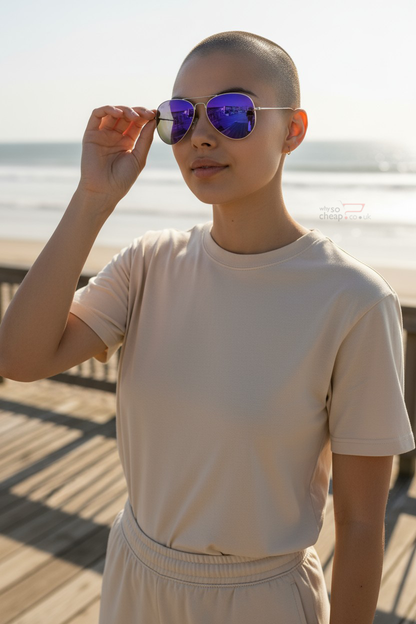 Ray-Ban Aviators RB3025 Flash Lens Mirrored Silver Purple Green, Silver Frame 58mm Lens