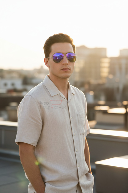 Ray-Ban Aviators RB3025 Flash Lens Mirrored Silver Purple Green, Silver Frame 58mm Lens