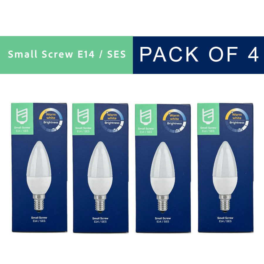 TCP - Candle Light Bulb - 5.1W SES/E14 LED Non-Dimmable - Warm White 4-pk