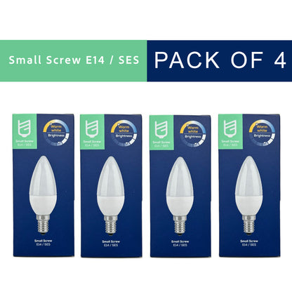 TCP - Candle Light Bulb - 5.1W SES/E14 LED Non-Dimmable - Warm White 4-pk