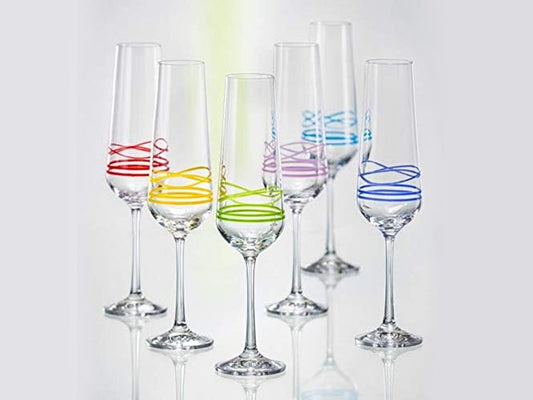 Set of 6 Bohemia Waves Crystal Champagne Glasses/Flutes 200ml Handmade