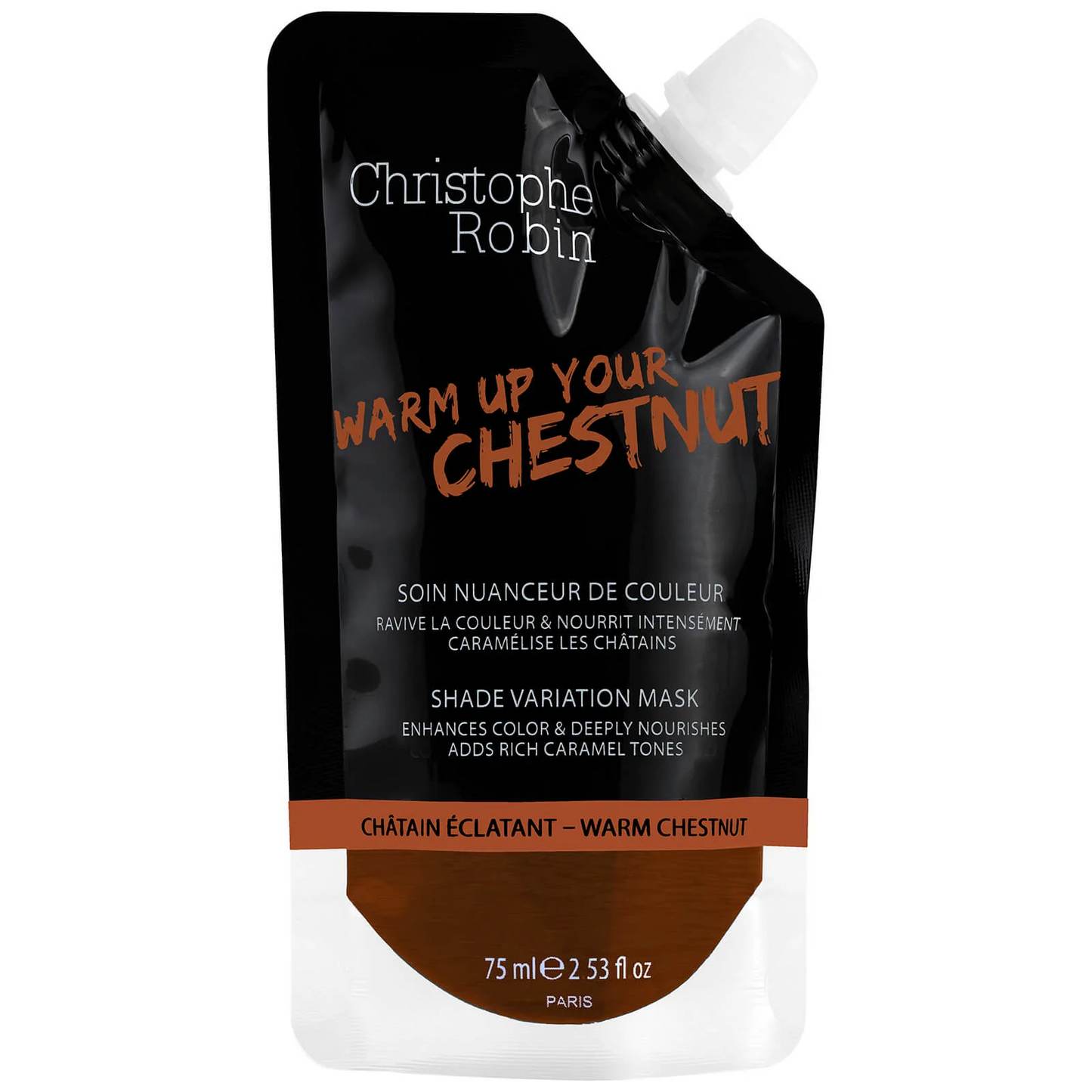 Product packaging for 'Warm Up Your Chestnut' by Christophe Robin on a white background