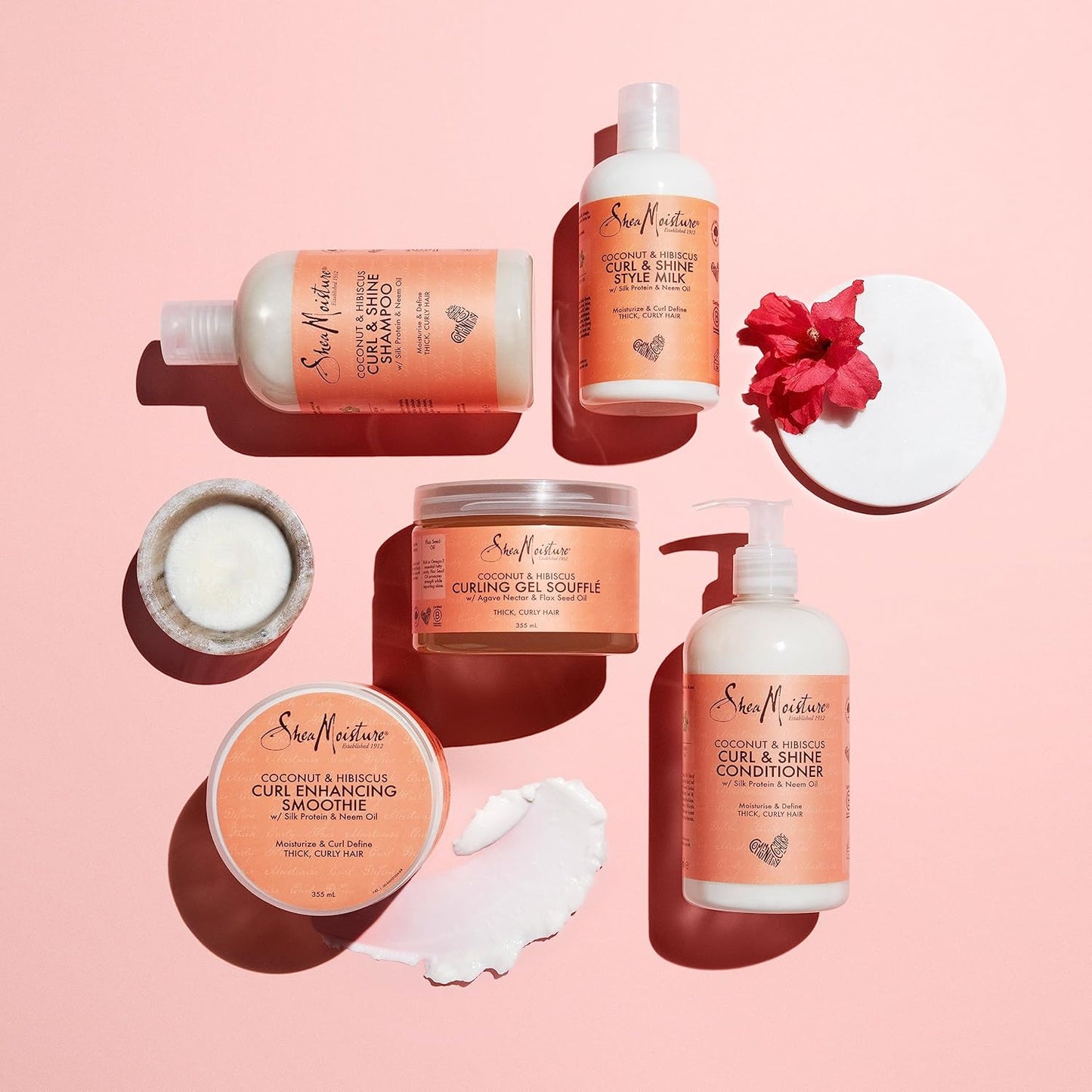 SheaMoisture Coconut & Hibiscus Curl & Shine Shampoo 379ml | Sulphate Free Natural Shampoo for Curly Hair | Coconut Hair Shampoo