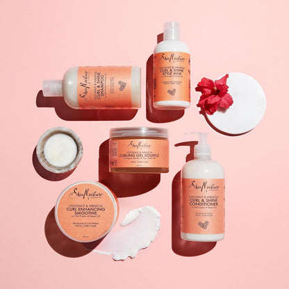 SheaMoisture Coconut & Hibiscus Curl & Shine Shampoo 379ml | Sulphate Free Natural Shampoo for Curly Hair | Coconut Hair Shampoo
