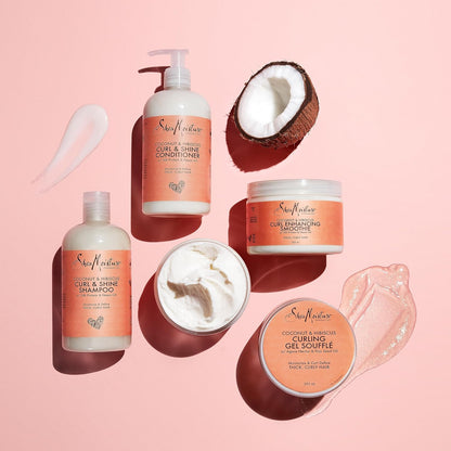SheaMoisture Coconut & Hibiscus Curl & Shine Shampoo 379ml | Sulphate Free Natural Shampoo for Curly Hair | Coconut Hair Shampoo