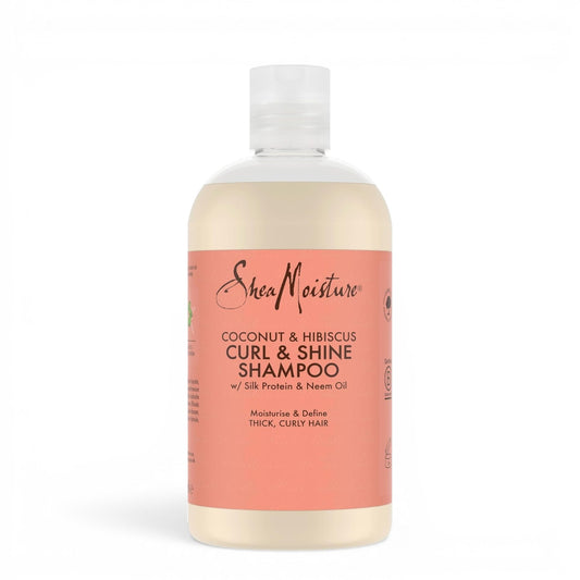 SheaMoisture Coconut & Hibiscus Curl & Shine Shampoo 379ml | Sulphate Free Natural Shampoo for Curly Hair | Coconut Hair Shampoo