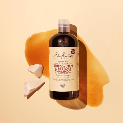 SheaMoisture Jamaican Black Castor Oil Strengthen & Restore Shampoo 473ml | Sulphate Free Natural Shampoo for Textured Hair | Castor Oil Shampoo