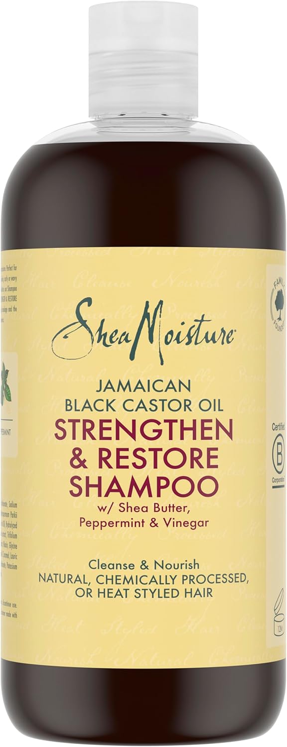 SheaMoisture Jamaican Black Castor Oil Strengthen & Restore Shampoo 473ml | Sulphate Free Natural Shampoo for Textured Hair | Castor Oil Shampoo