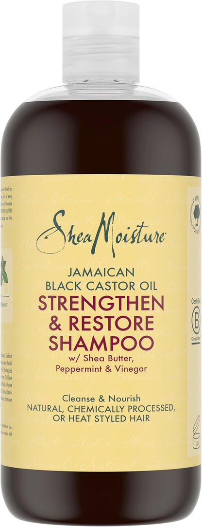 SheaMoisture Jamaican Black Castor Oil Strengthen & Restore Shampoo 473ml | Sulphate Free Natural Shampoo for Textured Hair | Castor Oil Shampoo