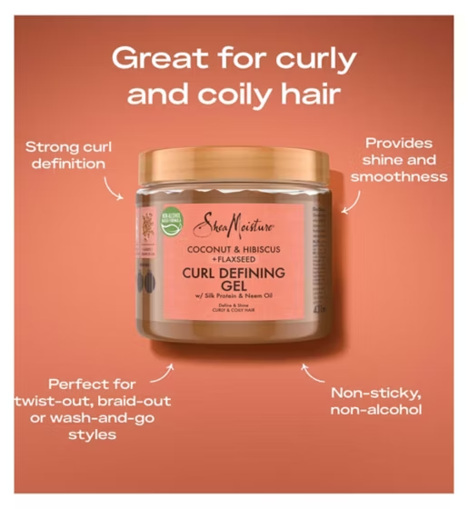 SheaMoisture Coconut & Hibiscus Curl & Shine Shampoo 379ml | Sulphate Free Natural Shampoo for Curly Hair | Coconut Hair Shampoo
