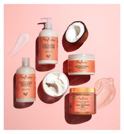 SheaMoisture Coconut & Hibiscus Curl & Shine Shampoo 379ml | Sulphate Free Natural Shampoo for Curly Hair | Coconut Hair Shampoo