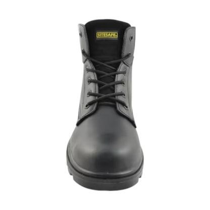 Sitesafe Trucker Metal Safety Leather Boots, Steel Toe Cap, S1P - Size 7, Black, Unisex