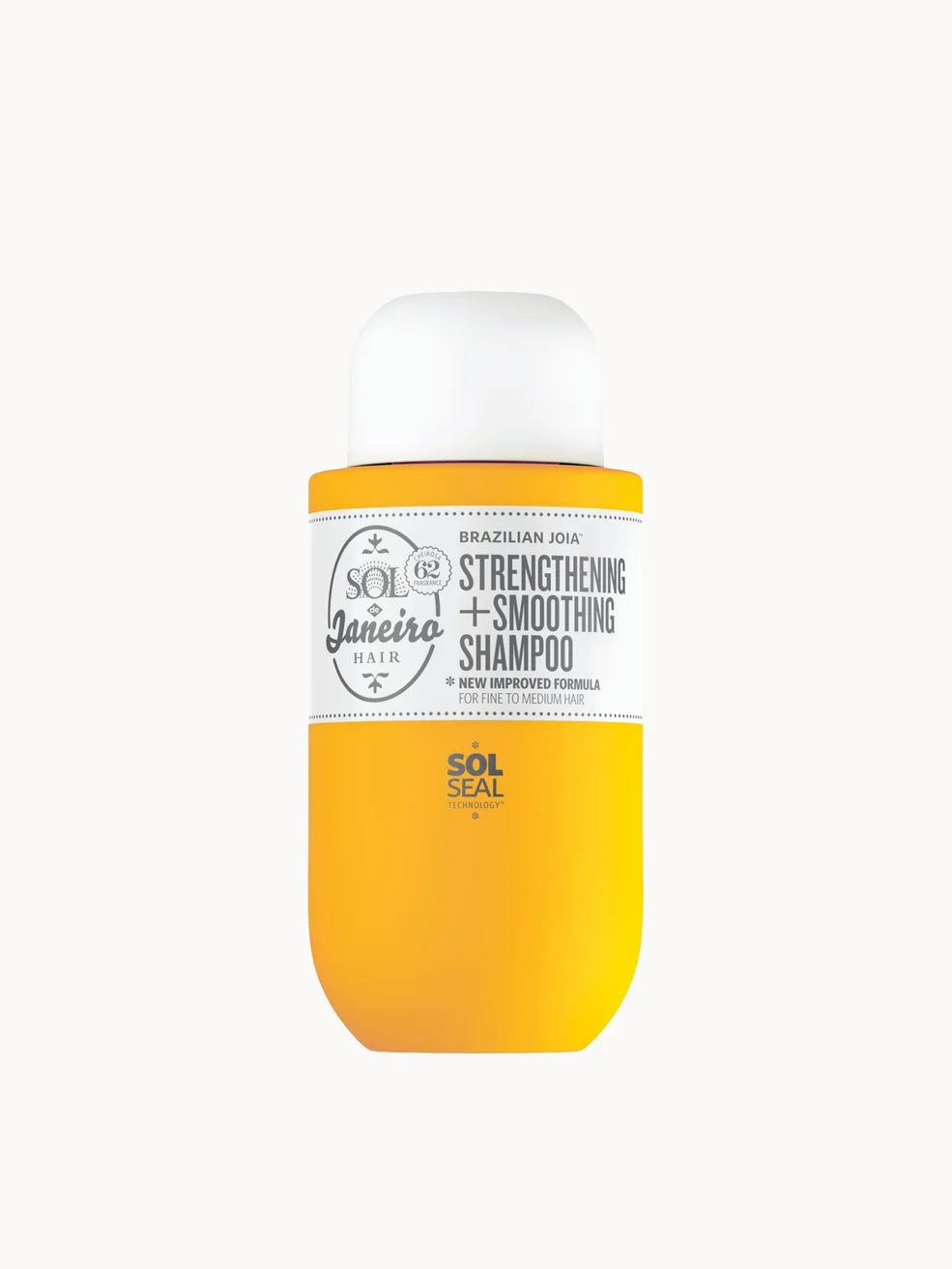Yellow shampoo bottle with white cap on a white background
