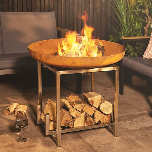 Spinningfield Corten Steel Firepit & Log Stand - 75cm