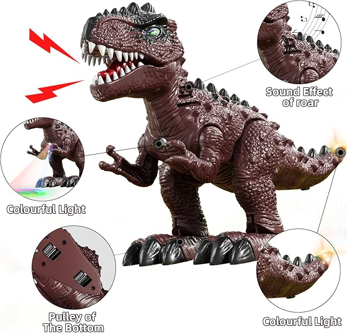TEMI 3 Pack Electric Walking Dinosaur Toys with Roar Sounds and Lights, Realistic Robot T-rex for Toddler