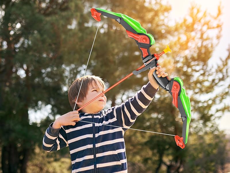 TEMI LED Super Archery Kit Kids Bow and Arrow Toy with Light, Suction Cup Arrows for Boy and Girl Ages 3-12