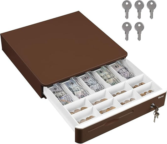 Tera Automatic 16-Inch Cash Drawer with Micro Switch, 5 Bill & 8 Coin Compartments