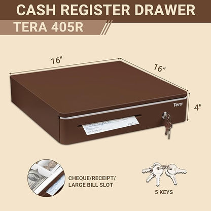 Tera Automatic 16-Inch Cash Drawer with Micro Switch, 5 Bill & 8 Coin Compartments