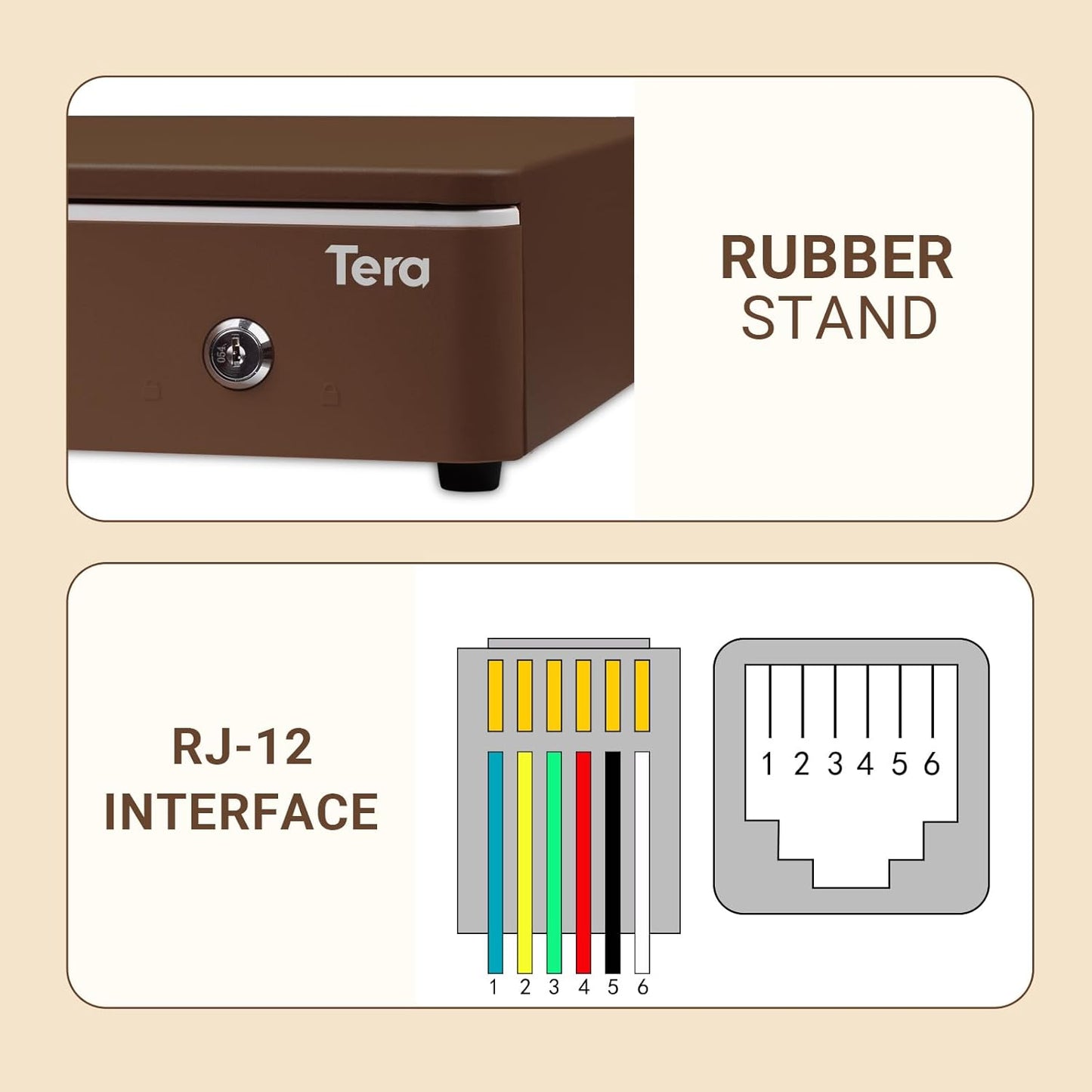 Tera Automatic 16-Inch Cash Drawer with Micro Switch, 5 Bill & 8 Coin Compartments