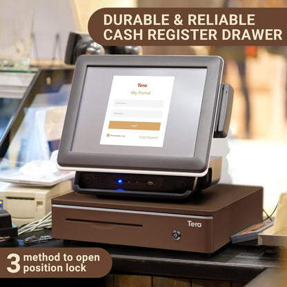 Tera Automatic 16-Inch Cash Drawer with Micro Switch, 5 Bill & 8 Coin Compartments