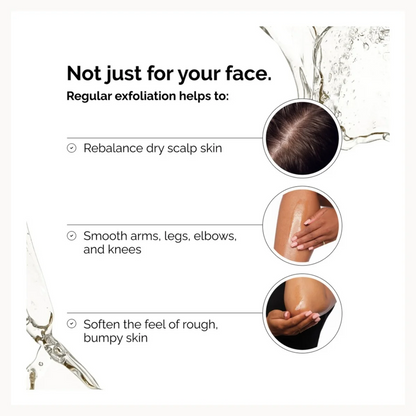 Exfoliation benefits for skin on a white background