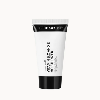 Tube of The INKEY List Vitamin B, C, and E Moisturizer on a white background