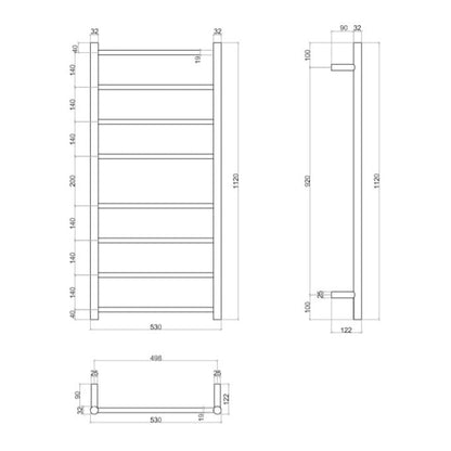 ThermoSphere Heated Towel Rail Polished Stainless Steel 1120 x 530mm | Polished Chrome Electric Bathroom Radiator