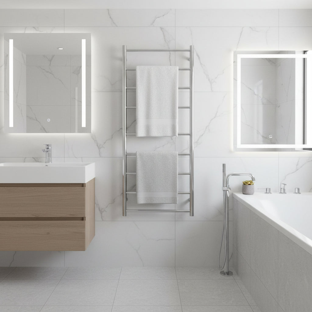 ThermoSphere Heated Towel Rail Polished Stainless Steel 1120 x 530mm | Polished Chrome Electric Bathroom Radiator