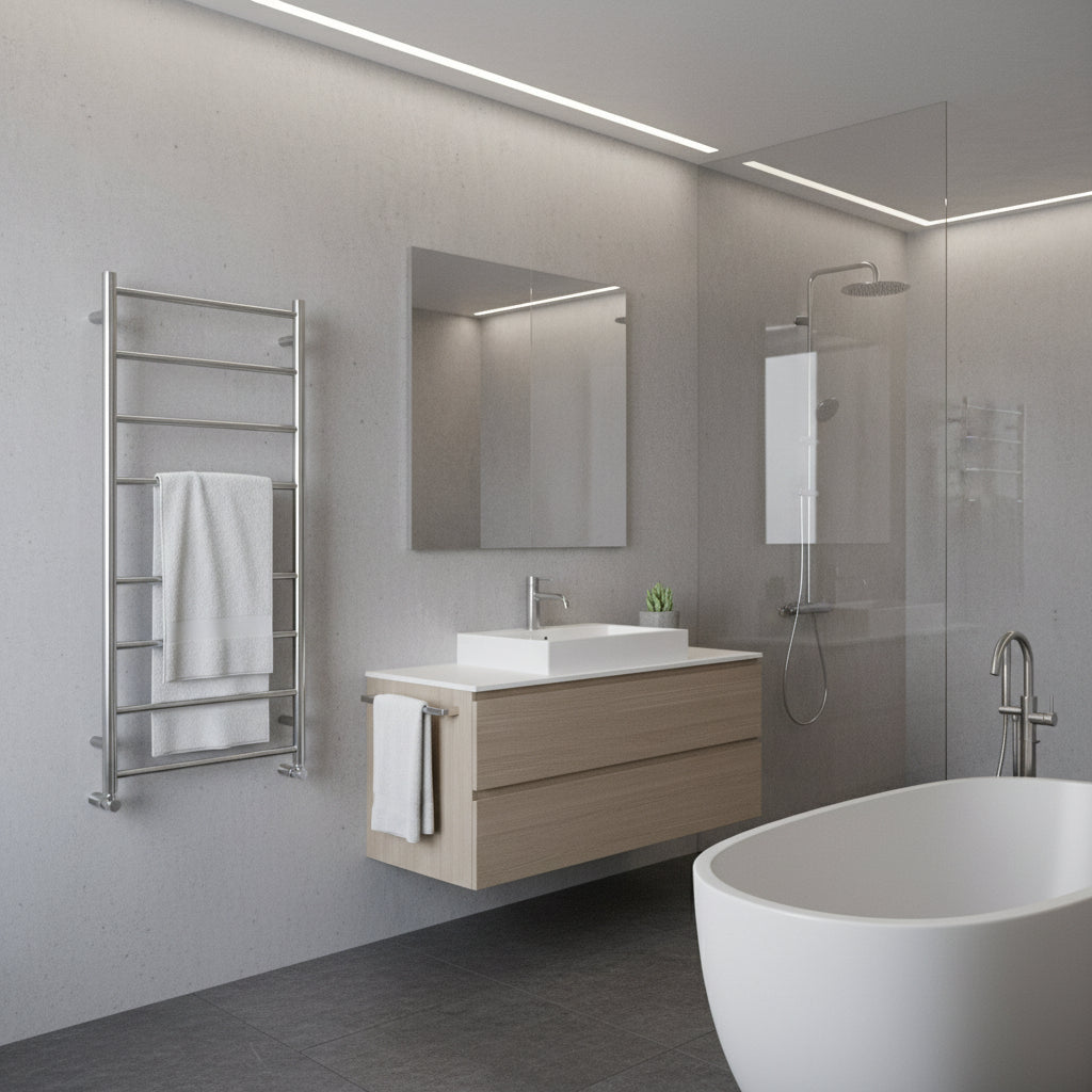 ThermoSphere Heated Towel Rail Polished Stainless Steel 1120 x 530mm | Polished Chrome Electric Bathroom Radiator