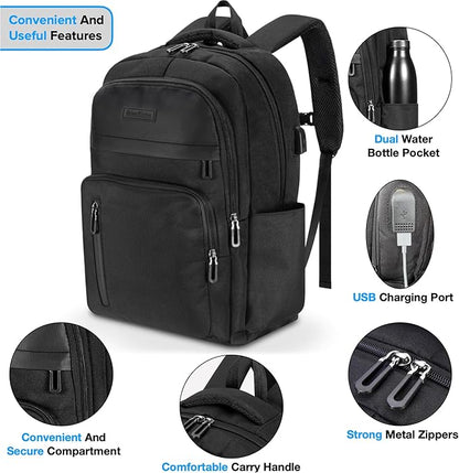 Urban4Design Laptop Backpack with USB Charging Port – 15.6 Inch, Travel, Work Rucksack for Men & Women, Water Resistant - Blue