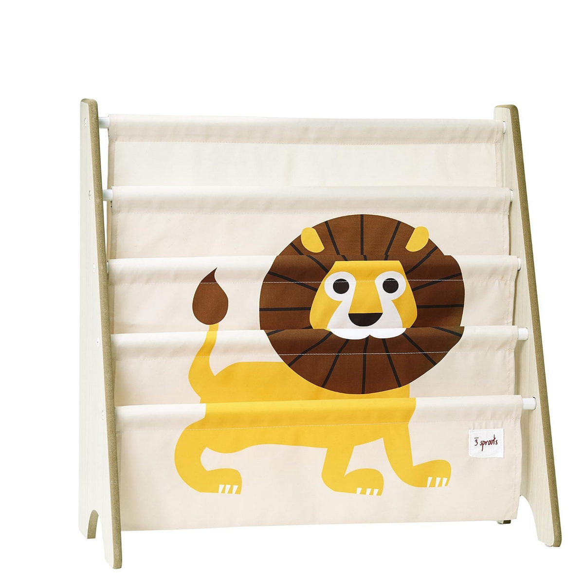 3 Sprouts Kids Bookshelf - 4-Tier Front-Facing Book Storage Organiser for Nursery & Playroom (Holds up to 35 Books) - Lion