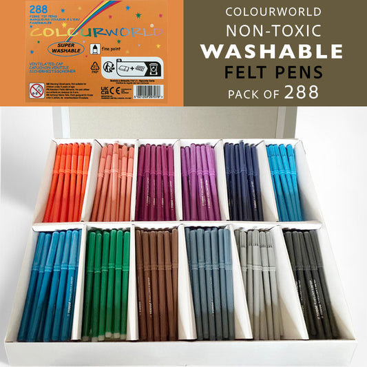 Colourworld - Washable, Non-Toxic Felt Pens in 12 Colours - Pack of 288