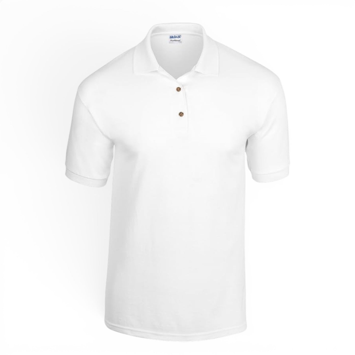 Adult DryBlend Short Sleeve Polo Shirt - White - Size M ONLY