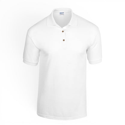 Adult DryBlend Short Sleeve Polo Shirt - White - Size M ONLY