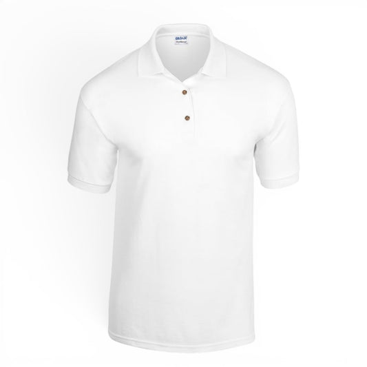 Adult DryBlend Short Sleeve Polo Shirt - White - Size M ONLY