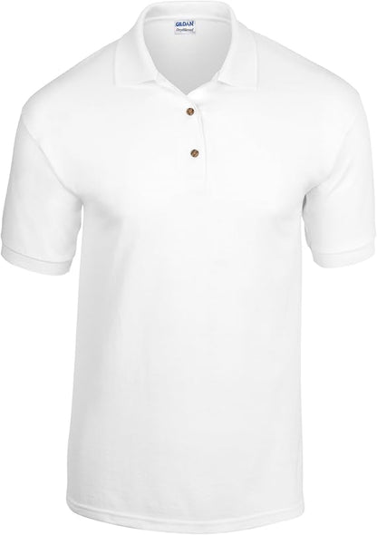 Adult DryBlend Short Sleeve Polo Shirt - White - Size M ONLY
