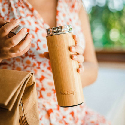 Reusable Sustainable Travel Bamboo Water Bottle Infuser/Flask with Filter 450ml