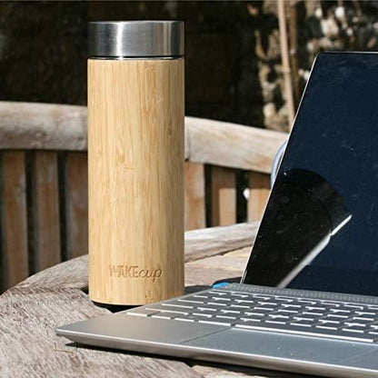 Reusable Sustainable Travel Bamboo Water Bottle Infuser/Flask with Filter 450ml