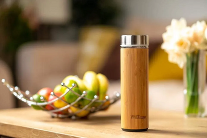 Reusable Sustainable Travel Bamboo Water Bottle Infuser/Flask with Filter 450ml