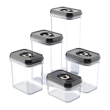 Zeppoli Airtight Food Storage Containers - BPA-Free Clear Plastic with Black Lids - Set 5 Piece