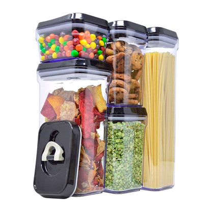 Zeppoli Airtight Food Storage Containers - BPA-Free Clear Plastic with Black Lids - Set 5 Piece