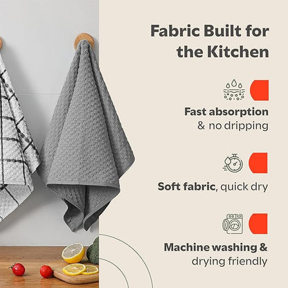 Zeppoli Kitchen Towels 12 Pack 38 x 63.5cm - 100% Cotton Dobby Weave Dish Towels & Cleaning