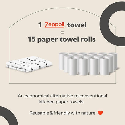 Zeppoli Kitchen Towels 12 Pack 38 x 63.5cm - 100% Cotton Dobby Weave Dish Towels & Cleaning