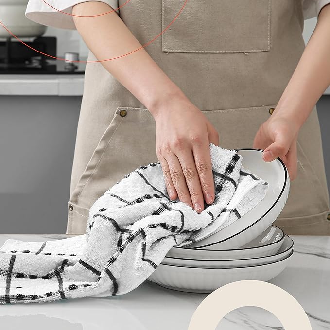 Zeppoli Kitchen Towels 12 Pack 38 x 63.5cm - 100% Cotton Dobby Weave Dish Towels & Cleaning