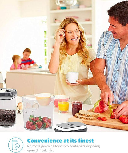 Zeppoli Airtight Food Storage Containers - BPA-Free Clear Plastic with Black Lids - Set 5 Piece
