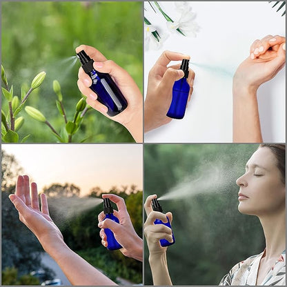 Vivaplex - Blue 60ml Glass Bottles With Black Fine Mist Sprayers - 12 Pack