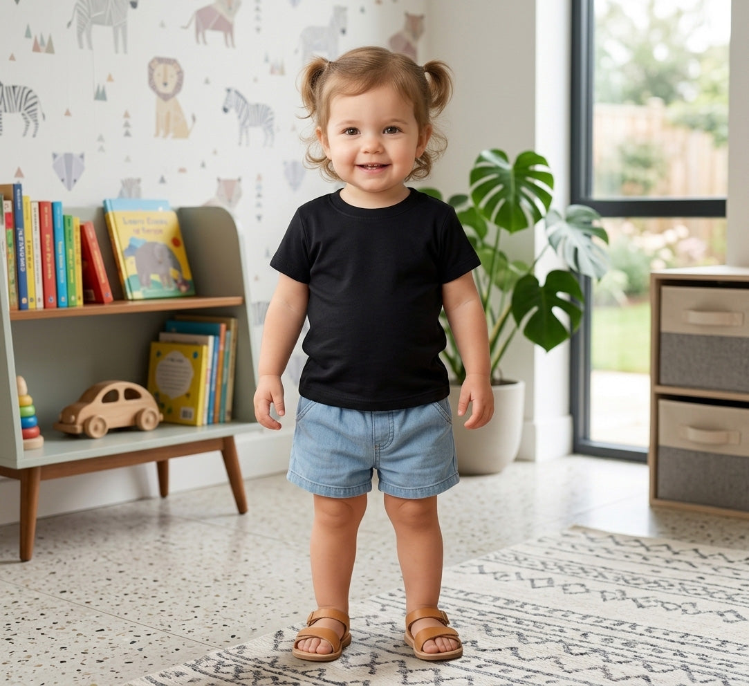 Baby Organic Cotton Short Sleeve T-Shirt - Black - 18-24M