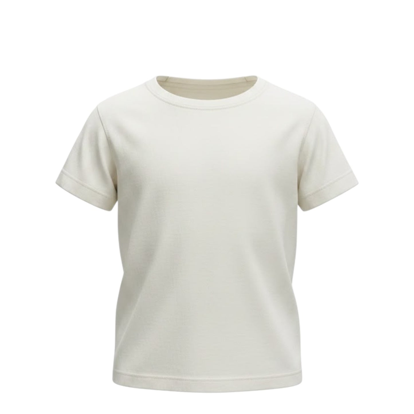 Kids Short Sleeve Plain Cotton T-Shirt - Cream
