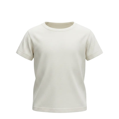 Kids Short Sleeve Plain Cotton T-Shirt - Cream