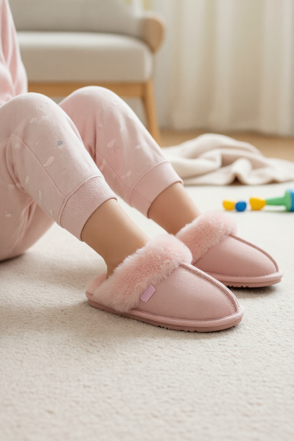 Just Sheepskin Kids Duchess Mule Slippers - Pink - Size UK 12-13